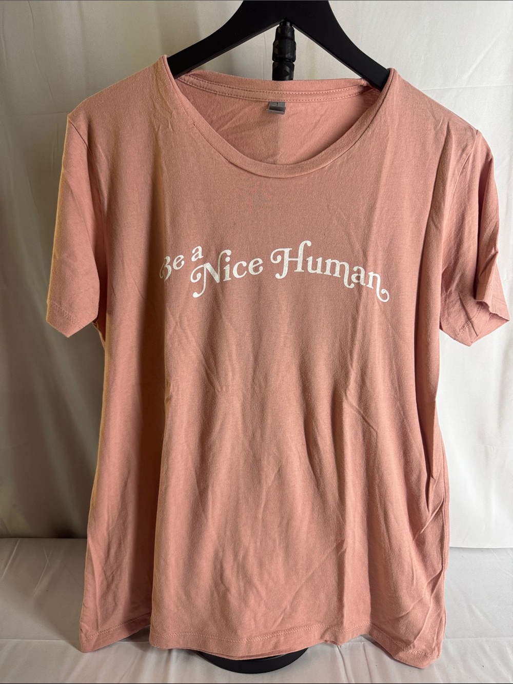 Next Level Apparel Pink Short-Sleeve Graphic Tee with White Lettering